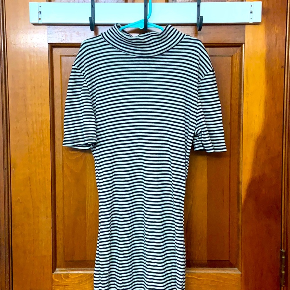 Charlotte Russe Long Turtleneck B/W striped dress